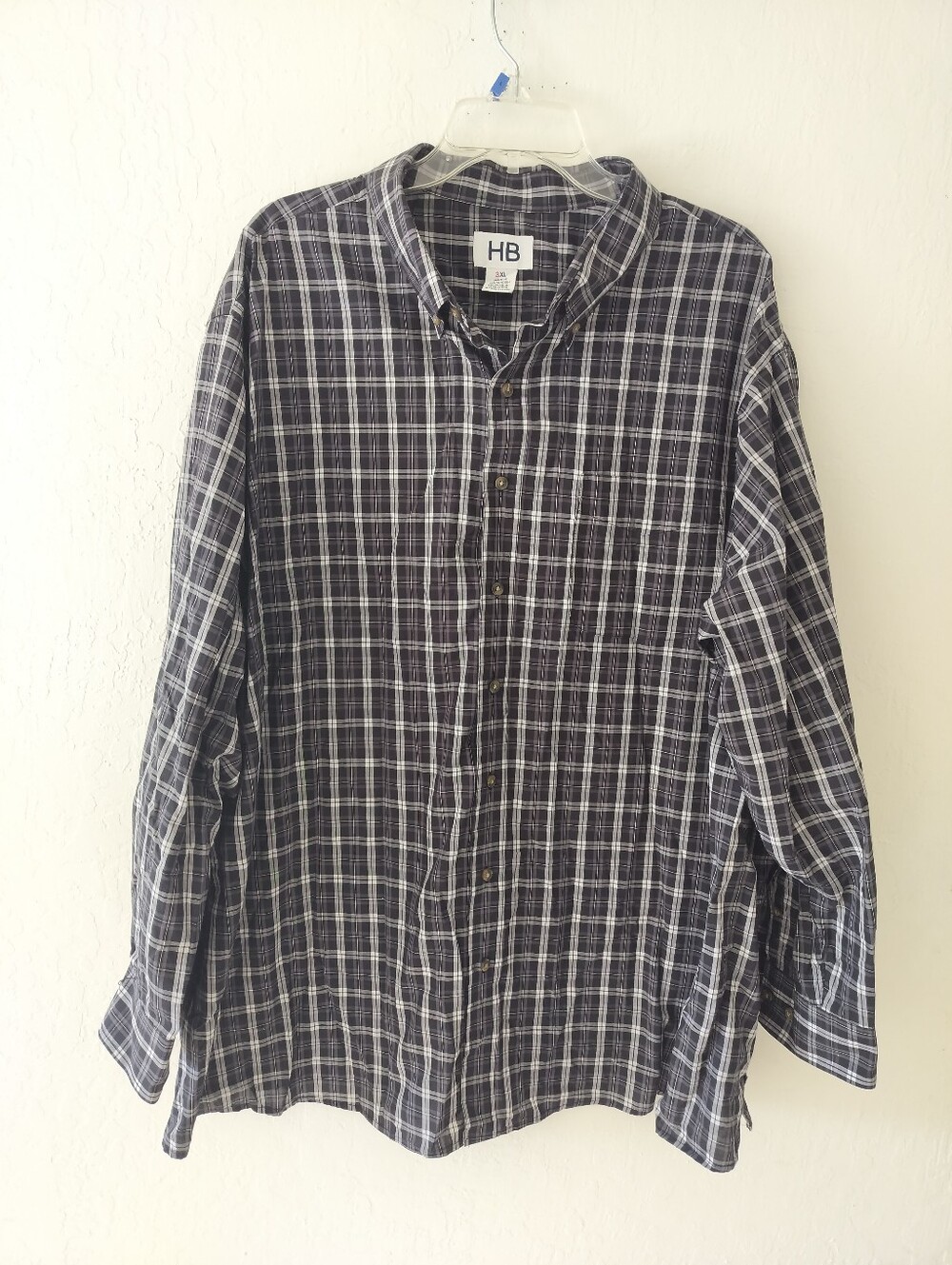 Harbor Bay (HB) Men’s Big & Tall 3XL Plaid Short-Sleeve Button-Down Shirt